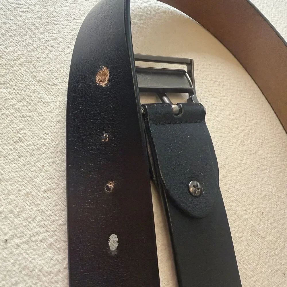 Mens Genuine Leather Belt Metal Alloy Pin Buckle Dress Casual Jeans Black  Belt